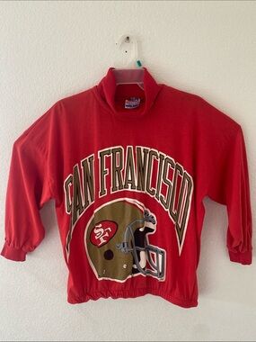 Rare Vintage Trench San Francisco 49ers Turtle Neck Sweatshirt Oversized Size L